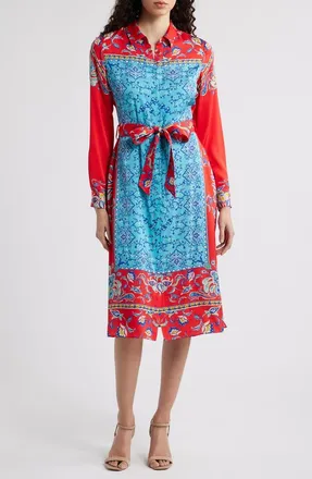 Elie Tahari The Paulina Isle of Capri Print Long Sleeve Shirtdress at Nordstrom, Size X-Small