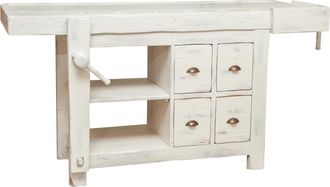 Biscottini International Biscottini - Mesa De Taller Realizada Artesanalmente De Madera Maciza De Tilo Equipada Con Garras Funcionantes L184xpr74xh92 Cm