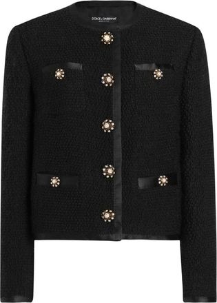 Dolce & Gabbana Zwarte jas met unieke stijl - Dames - Blazers - Zwart - L - Tweed - Jassen