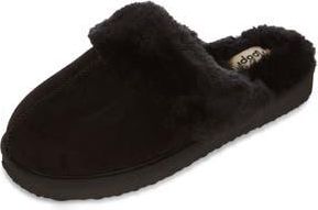 Floopi Faux Suede Faux Fur Lined Slipper in Black at Nordstrom Rack, Size 10
