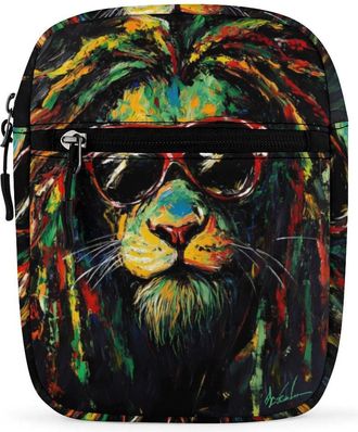 Generic Jamaica Rasta Lion Crossbody Bag Adjustable Satchel Cute Shoulder Bag Lightweight Sling Bags