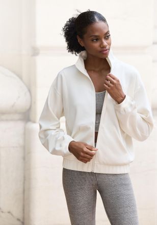 Copenhagen Sweatjacke COPENHAGEN STUDIOS, Damen, Gr. 32/34, weiss (wollwei&szlig;), Sweatware, Obermaterial: 54% Modal, 40% Polyester, 6% Elasthan, unifarben, bequem h