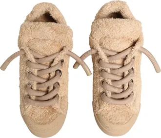 Dolce & Gabbana Mens Shoes Beige Faux Shearling Low Top Sneakers