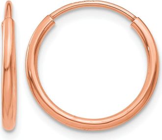 Diamond2Deal 14k Gold 1.20mm Polished Endless Huggie Hoop Earrings