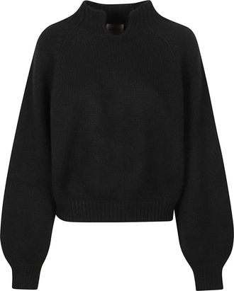 Khaite Black Cain Cropped Hooded Sweater