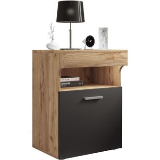 ebuy24 Ebuy24 - Mueble De Noche Vcm Mesita Lateral Con Puerta Giratoria Mesita De Noche Dimensiones Aprox. Al. 61 X An. 45 X T. 39 Cm - Slepal M (roble De Mi