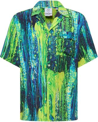 Carlo Colucci Abstract Drip-Print Short Sleeve Shirt - Heren - Korte mouwen Overhemden - Veelkleurig - S - Overhemden