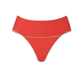 PilyQ Womens Banded High Waist Bikini Bottom In Passion