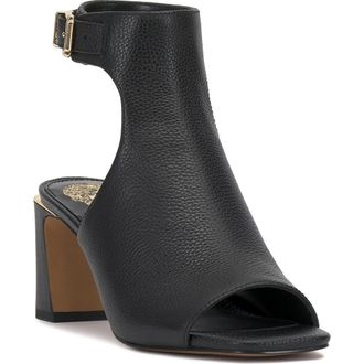 Vince Camuto Haylie Block Heel Sandal in Black Pl Souffle Lux at Nordstrom Rack, Size 6.5