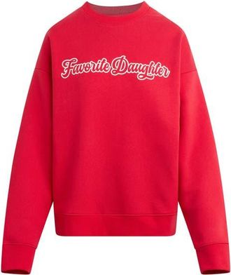 Favorite Daughter The Varsity French Terry Graphic Sweatshirt in Rouge Red/White at Nordstrom, Size Xx-Large