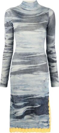 Diesel tie-dye ribbed-knit dress - women - Wool/Nylon - L - Blue