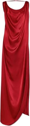 Maison Margiela Satijnen jurk met split - Dames - Maxi kleedjes - Rood - XS - Satijn - Kleedjes
