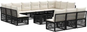 vidaXL Conjunto De Sof&aacute;s De Jard&iacute;n 14 Uds. Negro Rat&aacute;n Sint&eacute;tico Vidaxl