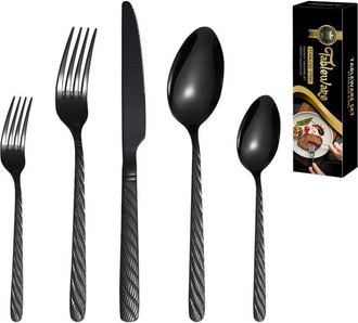 OEM Juego De Cubiertos - Acero Inoxidable Negro - Para 4 Personas - 20 Piezas