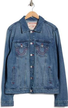 True Religion Jessie Denim Trucker Jacket in Medium Blue Quartz at Nordstrom Rack, Size Xx-Large