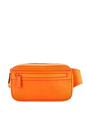 Gucci Front Zip GG Rubber Effect Leather belt bag - Orange