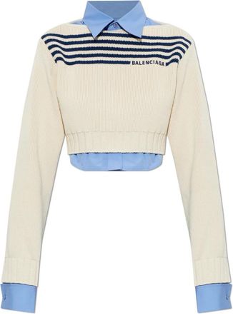 Balenciaga Hybrid Jumper - Dames - Ronde hals truien - Beige - XS - Katoen - Truien & Vesten