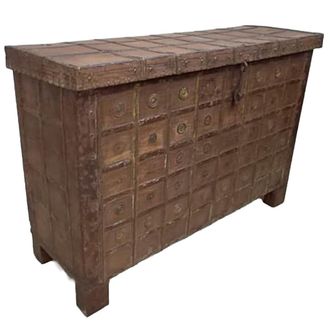 Wanderlust Deco Ba&uacute;l De Madera Acabado Artesanal Marr&oacute;n 131x46x87h Cm