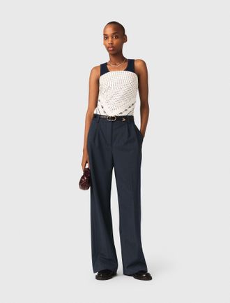 Maje Striped Suit Trousers - Navy - Maje