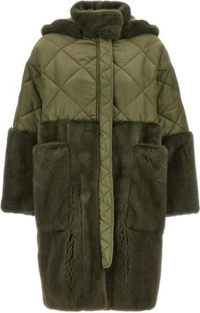BLANCHA Nylon Diamond-Visone Lange Donsjas - Dames - Jassen - Groen - XS - Nylon - Jassen