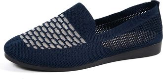 Generic Women Slip On Mesh Walking Shoes Fashionable Breathable Comfort Casual Footwear Lightweight Flexible Sole Design for Everyday Wear (Dark Blue, 6.5)