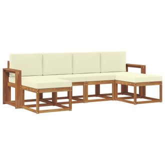 vidaXL Conjunto De Sof&aacute;s De Exterior Con Coj&iacute;n 6 Pcs Natural Y Crema Vidaxl