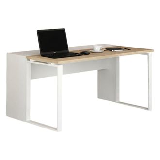 Dmora Dmora - Escritorio Timothee, Escritorio Multiusos, Mesa De Oficina Para Pc, El Plan De Trabajo, 60x0 H76 Cm, Roble Y Blanco