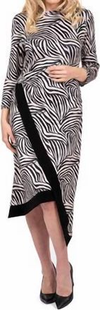Scapa Printed Asymmetric Midi Dress In Zebra