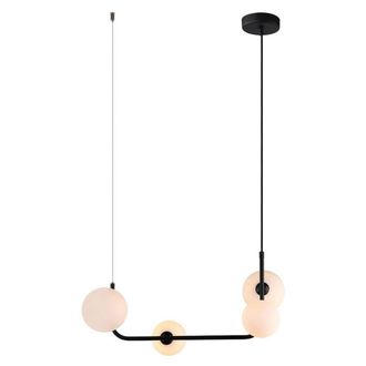 Netlighting Modern Hanging Pendant Black 4 Light with White Shade G9 Dimmable