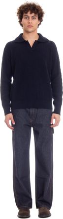 Roberto Collina Bicolor Wool-Cashmere Polo Sweater