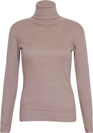 Purple Hanger Womens Polo Turtle High Roll Neck Plain Long Sleeve Ladies Ribbed Stretch T-Shirt Top Plus Size Mocha Size 16-18 (L/XL)