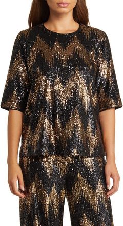 Masai Madaila Chevron Sequin Top in Black at Nordstrom, Size X-Small
