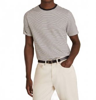 Reiss June Heavyweight Striped T-Shirt In White/navy