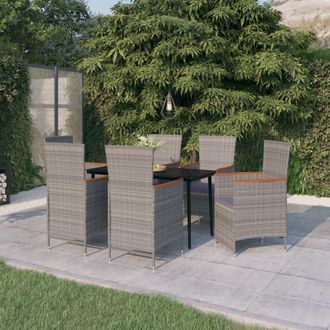 vidaXL Juego De Comedor De Jard&iacute;n 7 Piezas Con Cojines Gris Vidaxl
