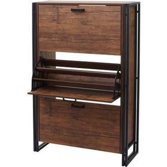 Hhg Hhg - Nunca Usado] Zapatero Volquete 377, Mueble Zapatero Zapatero, 122x77x29cm Estructura 3d 3 Solapas Mvg, Aspecto Roble Silvestre