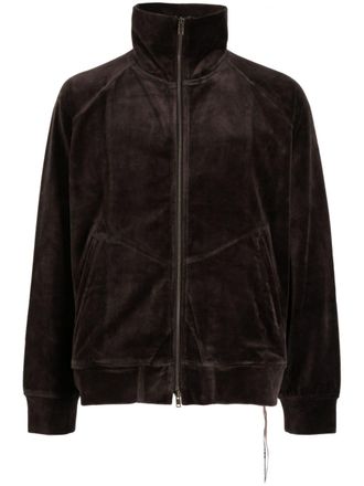 MASTERMIND WORLD skull-embroidered zip-up jacket - Brown