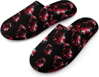 Generic Firefighter Canadian Flag Mens Cozy Memory Foam Slippers Warm Cotton House Shoes Comfy Slipper for Indoor Outdoor