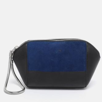Alexander Wang Black/blue Leather/pvc And Suede Chastity Clutch