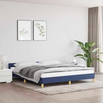 vidaXL Estructura De Cama Con Cabecero Sin Colch&oacute;n Tela Azul 160x200cm Vidaxl
