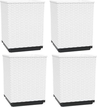 vidaXL Jardineras 4 Unidades Polipropileno Blanco 30x30x37 Cm Vidaxl