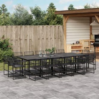 vidaXL Set De Comedor De Jard&iacute;n 15 Pzas Rat&aacute;n Sint&eacute;tico Negro Vidaxl