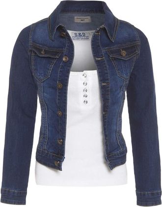 SS7 Womens Premium Stretch Denim Jacket Indigo (UK, Numeric, 12, Regular, Regular, Indigo)
