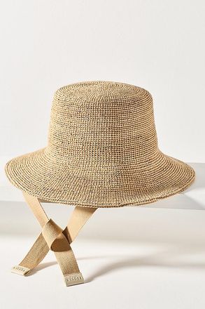 Wyeth Nyc Raffia Crochet Ties Bucket Hat