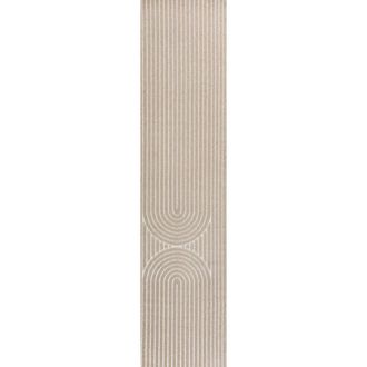 Jonathan Y Designs Sofia High-Low MidCentury Modern Arch Stripe Two-Tone Indoor/Outdoor Area Rug in Beige/cream at Nordstrom, Size 4Ft 0In X 6Ft 0In