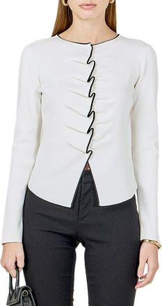 endless rose Ruffle Knit Top in Ivory at Nordstrom, Size X-Small