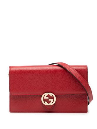Gucci 2000-2015 Leather Interlocking G Dollar Wallet on Chain crossbody bag - Red