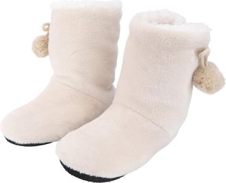 Yardwe Thickened Autumn Winter Cotton Boots Non-slip Soft Sole Indoor Warm Floor Shoes for Boys and Ivory White