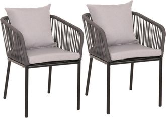 Hhg Nunca Usado] Juego De 2 Sillas De Jard&iacute;n Hhg 616, Reposabrazos Para Exterior, Tejido De Cuerda De Aluminio Resistente A La Intemperie Cuerda, Antracit