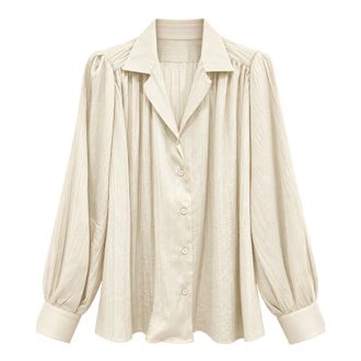 Mars&eacute;m Marsem - Vloeiend Viscose Shirt - Dames - Blouses & Shirts - Beige - Maat: L Viscose