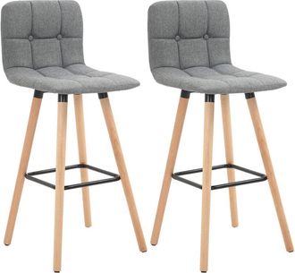 HOMCOM Homcom - Bar stool Set of 2 Armless Button-Tufted Counter Height Bar Chairs Grey